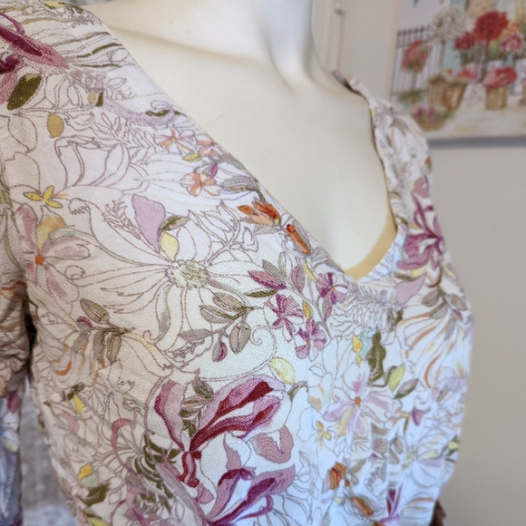 Anthropologie Maeve Pernille Floral Tie Sleeve Blouse - Picture 8 of 8